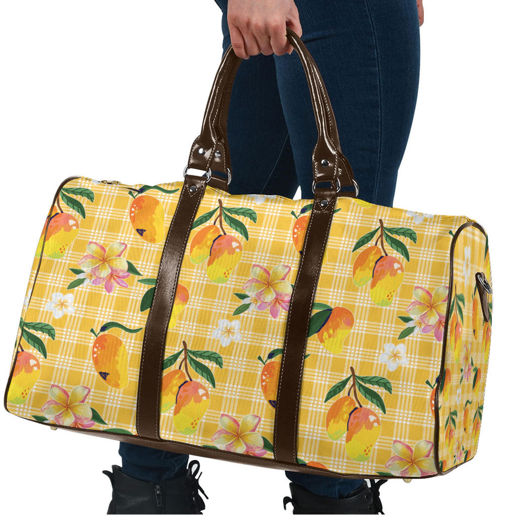 Aloha Hawaii Palaka Print Mango Plumeria Travel Bag Fresh Lemon LT7 - Polynesian Pride