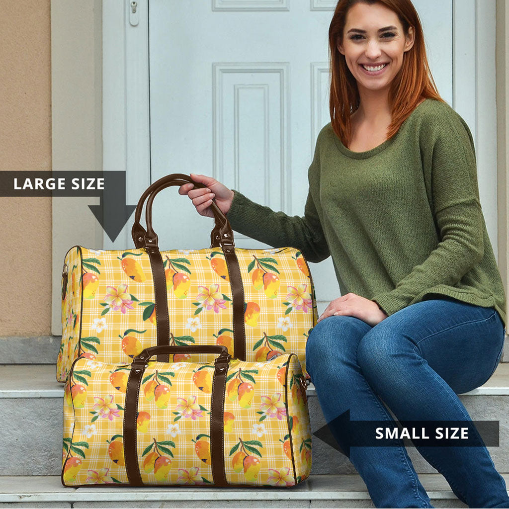 Aloha Hawaii Palaka Print Mango Plumeria Travel Bag Fresh Lemon LT7 - Polynesian Pride