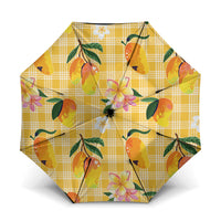 Aloha Hawaii Palaka Print Mango Plumeria Umbrella Fresh Lemon LT7 One Size Folded 11.42 inch Opened Diameter 37.4 inch Yellow - Polynesian Pride