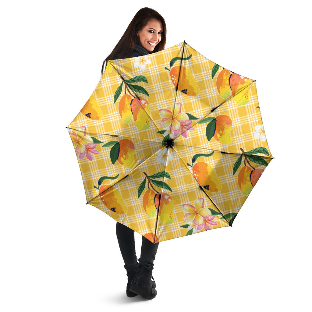 Aloha Hawaii Palaka Print Mango Plumeria Umbrella Fresh Lemon LT7 - Polynesian Pride