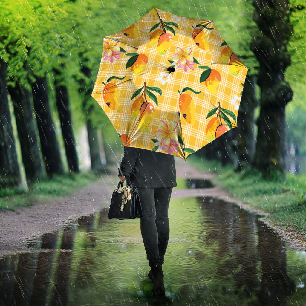 Aloha Hawaii Palaka Print Mango Plumeria Umbrella Fresh Lemon LT7 - Polynesian Pride