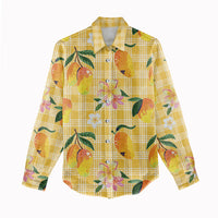 Aloha Hawaii Palaka Print Mango Plumeria Women Casual Shirt Fresh Lemon LT7 - Polynesian Pride
