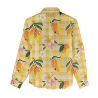 Aloha Hawaii Palaka Print Mango Plumeria Women Casual Shirt Fresh Lemon LT7 - Polynesian Pride
