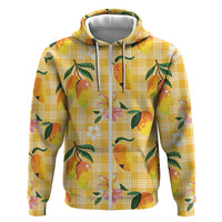 Aloha Hawaii Palaka Print Mango Plumeria Zip Hoodie Fresh Lemon LT7 Zip Hoodie Yellow - Polynesian Pride