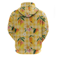 Aloha Hawaii Palaka Print Mango Plumeria Zip Hoodie Fresh Lemon LT7 - Polynesian Pride