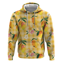 Aloha Hawaii Palaka Print Mango Plumeria Zip Hoodie Fresh Lemon LT7 Pullover Hoodie Yellow - Polynesian Pride