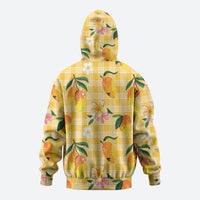 Aloha Hawaii Palaka Print Mango Plumeria Zip Hoodie Fresh Lemon LT7 - Polynesian Pride