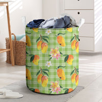 Aloha Hawaii Palaka Print Mango Plumeria Laundry Basket Cool Mint LT7 Mint - Polynesian Pride