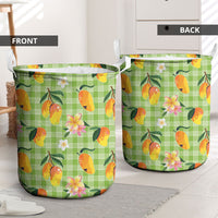 Aloha Hawaii Palaka Print Mango Plumeria Laundry Basket Cool Mint LT7 - Polynesian Pride