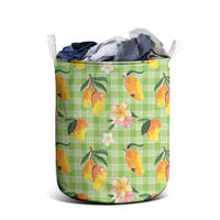Aloha Hawaii Palaka Print Mango Plumeria Laundry Basket Cool Mint LT7 - Polynesian Pride
