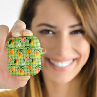 Aloha Hawaii Palaka Print Mango Plumeria AirPods Case Cool Mint LT7 - Polynesian Pride