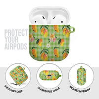 Aloha Hawaii Palaka Print Mango Plumeria AirPods Case Cool Mint LT7 - Polynesian Pride