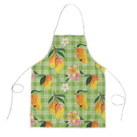 Aloha Hawaii Palaka Print Mango Plumeria Apron Cool Mint LT7 Mint - Polynesian Pride
