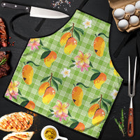 Aloha Hawaii Palaka Print Mango Plumeria Apron Cool Mint LT7 Mint - Polynesian Pride