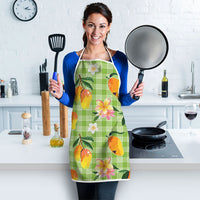 Aloha Hawaii Palaka Print Mango Plumeria Apron Cool Mint LT7 - Polynesian Pride