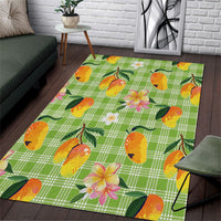 Aloha Hawaii Palaka Print Mango Plumeria Area Rug Cool Mint LT7 Mint - Polynesian Pride