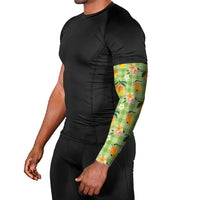 Aloha Hawaii Palaka Print Mango Plumeria Arm Sleeves Cool Mint LT7 - Polynesian Pride