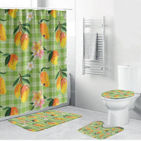 Aloha Hawaii Palaka Print Mango Plumeria Bathroom Set Cool Mint LT7 Bathroom Set (4 pcs) Mint - Polynesian Pride