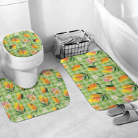 Aloha Hawaii Palaka Print Mango Plumeria Bathroom Set Cool Mint LT7 Mat Set Only (3 pcs) One Size Mint - Polynesian Pride