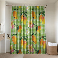 Aloha Hawaii Palaka Print Mango Plumeria Bathroom Set Cool Mint LT7 Shower Curtain Only Mint - Polynesian Pride