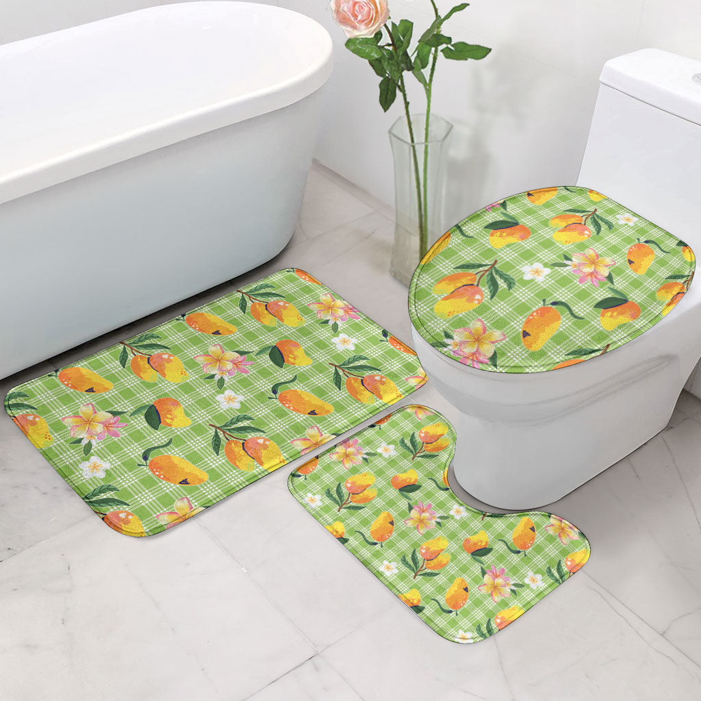 Aloha Hawaii Palaka Print Mango Plumeria Bathroom Set Cool Mint LT7 - Polynesian Pride