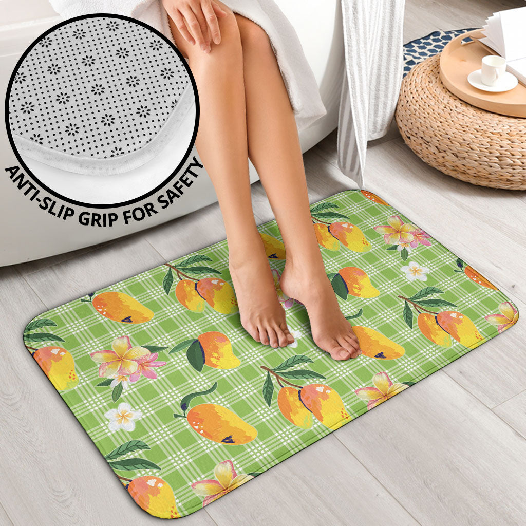 Aloha Hawaii Palaka Print Mango Plumeria Bathroom Set Cool Mint LT7 - Polynesian Pride