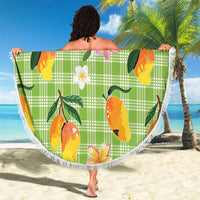 Aloha Hawaii Palaka Print Mango Plumeria Beach Blanket Cool Mint LT7 - Polynesian Pride