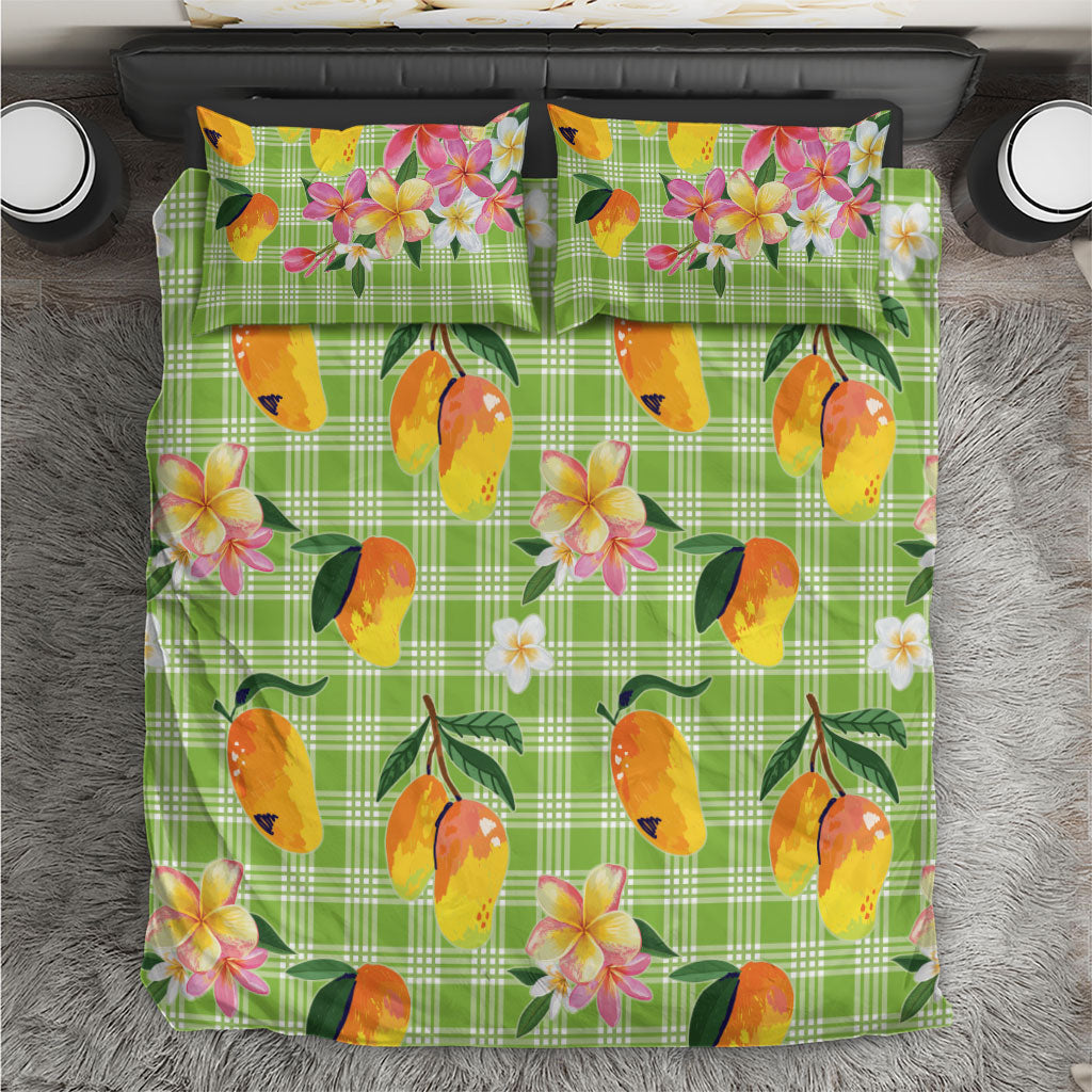 Aloha Hawaii Palaka Print Mango Plumeria Bedding Set Cool Mint LT7 Mint - Polynesian Pride