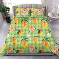 Aloha Hawaii Palaka Print Mango Plumeria Bedding Set Cool Mint LT7 - Polynesian Pride