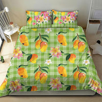 Aloha Hawaii Palaka Print Mango Plumeria Bedding Set Cool Mint LT7 - Polynesian Pride