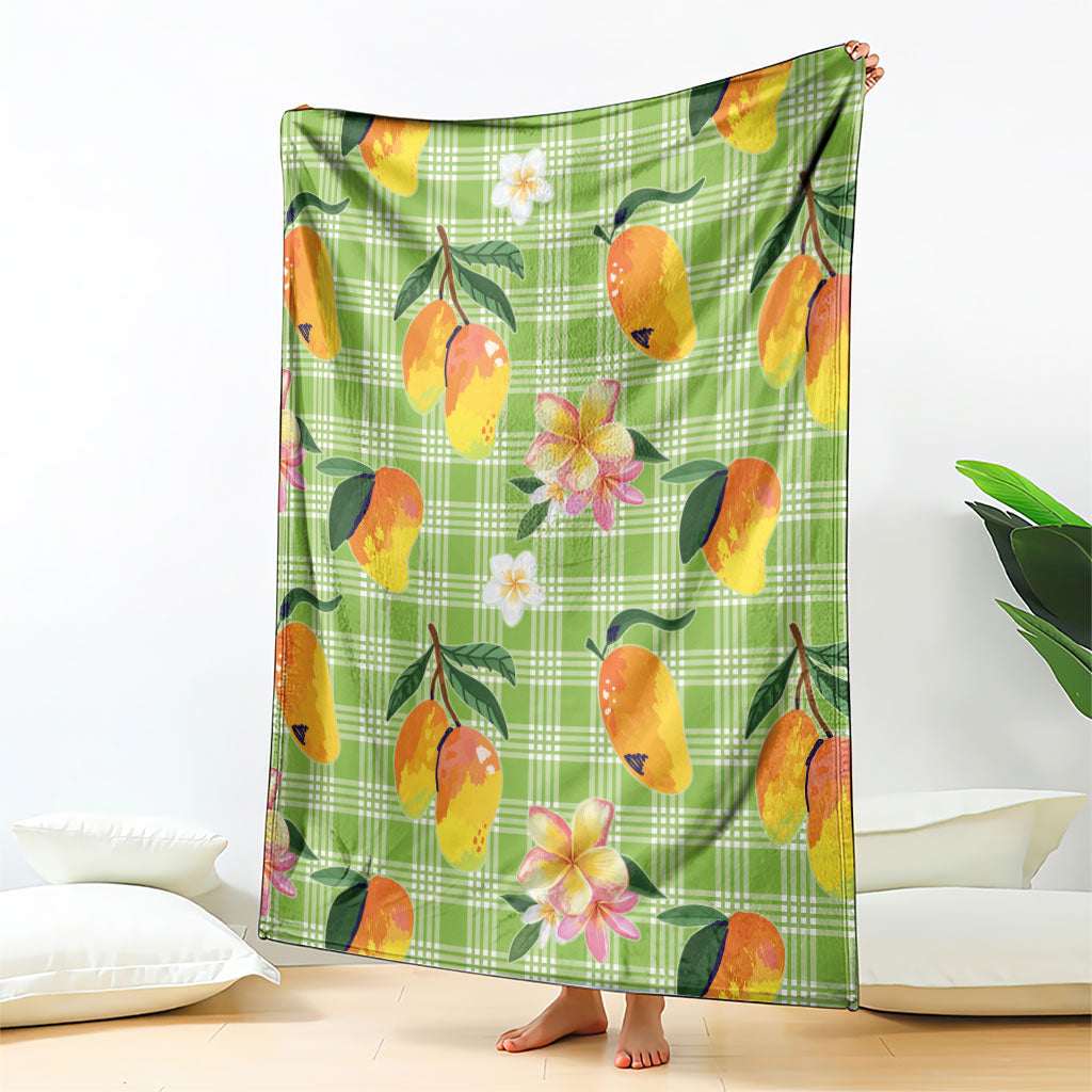 Aloha Hawaii Palaka Print Mango Plumeria Blanket Cool Mint LT7 - Polynesian Pride