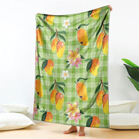 Aloha Hawaii Palaka Print Mango Plumeria Blanket Cool Mint LT7 - Polynesian Pride