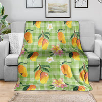 Aloha Hawaii Palaka Print Mango Plumeria Blanket Cool Mint LT7 - Polynesian Pride