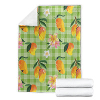 Aloha Hawaii Palaka Print Mango Plumeria Blanket Cool Mint LT7 - Polynesian Pride