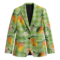 Aloha Hawaii Palaka Print Mango Plumeria Blazer Cool Mint LT7 Unisex Mint - Polynesian Pride