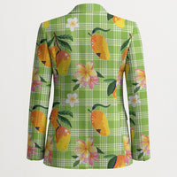 Aloha Hawaii Palaka Print Mango Plumeria Blazer Cool Mint LT7 - Polynesian Pride