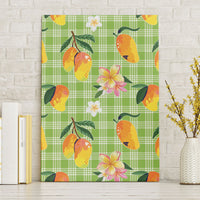 Aloha Hawaii Palaka Print Mango Plumeria Canvas Wall Art Cool Mint LT7 Without Frame Mint - Polynesian Pride