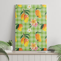 Aloha Hawaii Palaka Print Mango Plumeria Canvas Wall Art Cool Mint LT7 - Polynesian Pride