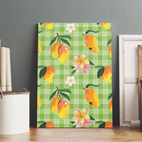 Aloha Hawaii Palaka Print Mango Plumeria Canvas Wall Art Cool Mint LT7 - Polynesian Pride