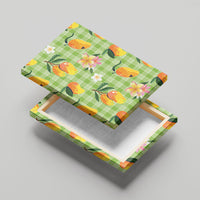 Aloha Hawaii Palaka Print Mango Plumeria Canvas Wall Art Cool Mint LT7 - Polynesian Pride