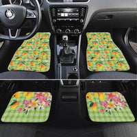 Aloha Hawaii Palaka Print Mango Plumeria Car Mats Cool Mint LT7 Set 4pcs Mint - Polynesian Pride