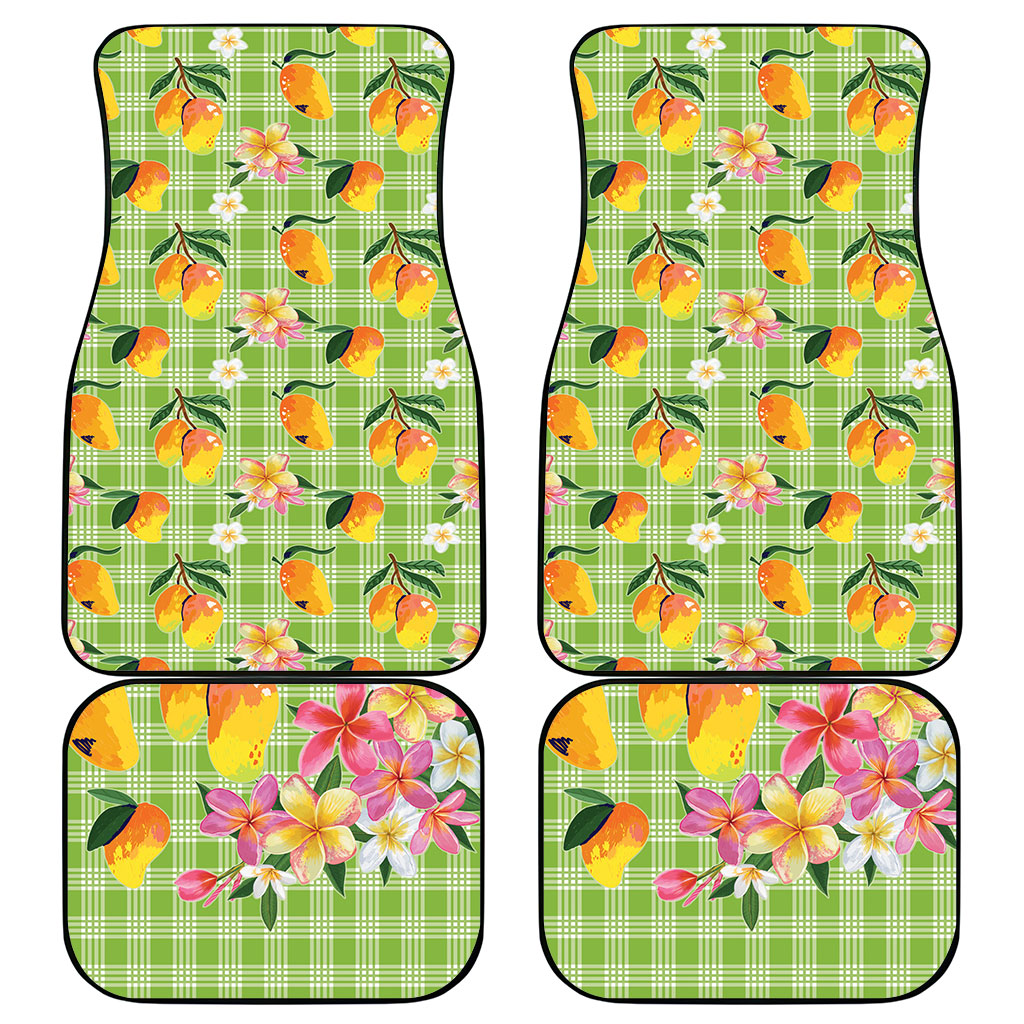 Aloha Hawaii Palaka Print Mango Plumeria Car Mats Cool Mint LT7 - Polynesian Pride