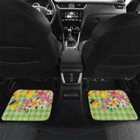 Aloha Hawaii Palaka Print Mango Plumeria Car Mats Cool Mint LT7 Set 2pcs - Back Mint - Polynesian Pride