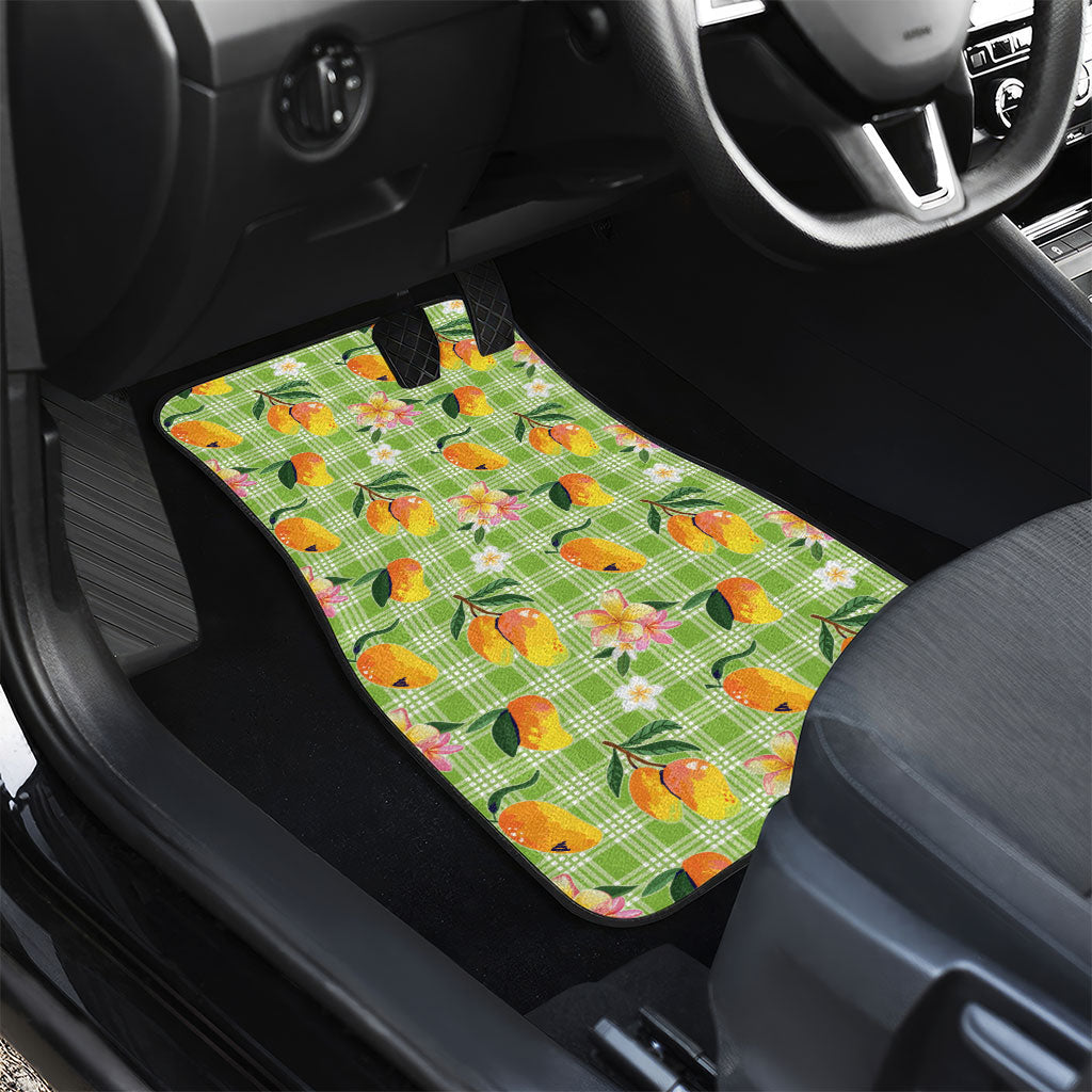 Aloha Hawaii Palaka Print Mango Plumeria Car Mats Cool Mint LT7 - Polynesian Pride