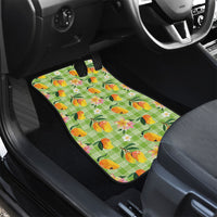Aloha Hawaii Palaka Print Mango Plumeria Car Mats Cool Mint LT7 - Polynesian Pride