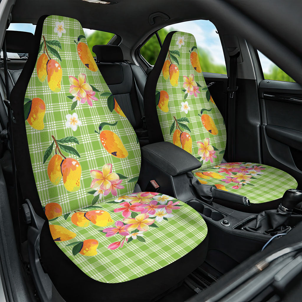 Aloha Hawaii Palaka Print Mango Plumeria Car Seat Cover Cool Mint LT7 One Size Mint - Polynesian Pride