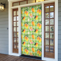 Aloha Hawaii Palaka Print Mango Plumeria Door Cover Cool Mint LT7 - Polynesian Pride
