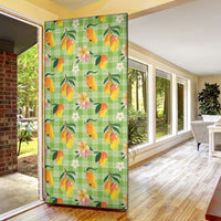 Aloha Hawaii Palaka Print Mango Plumeria Door Cover Cool Mint LT7 - Polynesian Pride