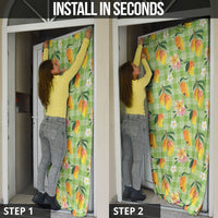 Aloha Hawaii Palaka Print Mango Plumeria Door Cover Cool Mint LT7 - Polynesian Pride