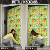 Aloha Hawaii Palaka Print Mango Plumeria Door Cover Cool Mint LT7 - Polynesian Pride